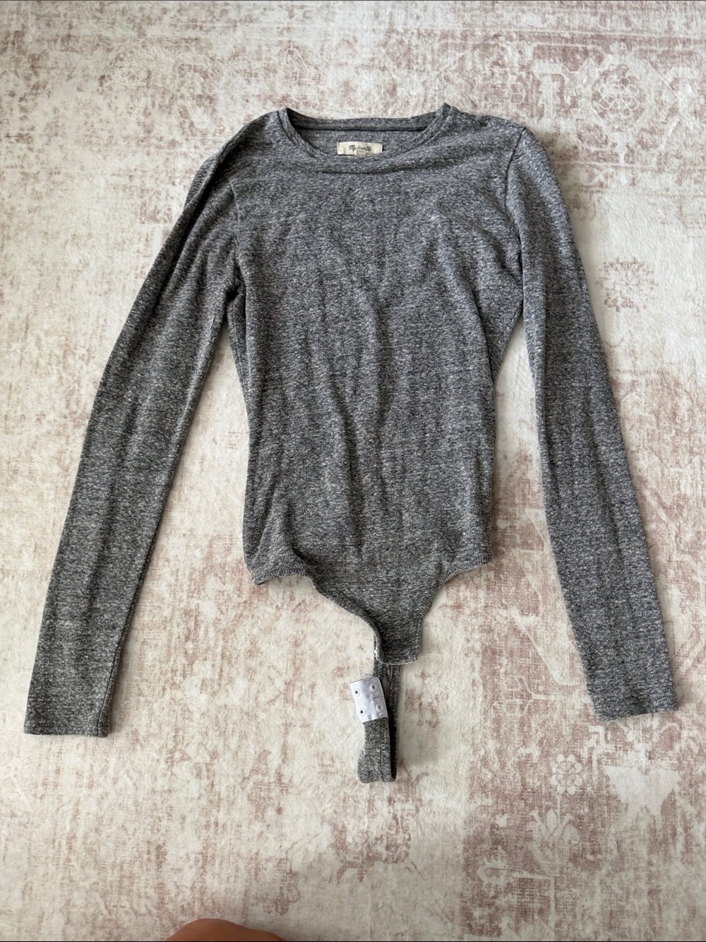 Madewell Heather Gray Long-Sleeve Crewneck Bodysuit